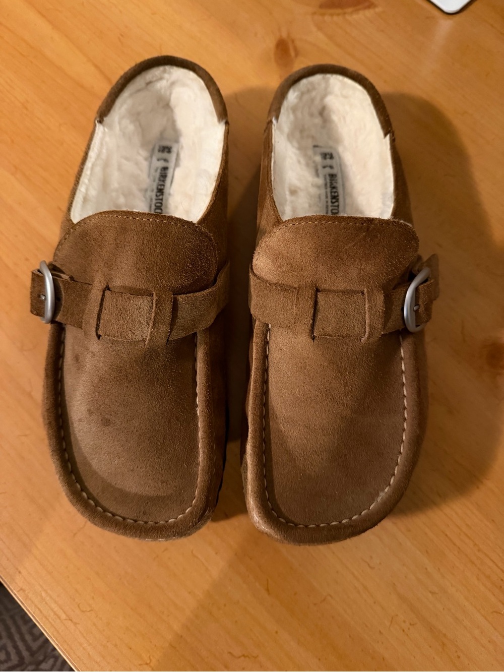 Birkenstock Brown Suede Shearling-Lined Slip-On Mules